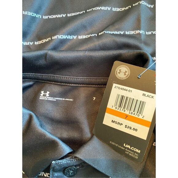 UNDER ARMOUR BOYS SIZE 7 WORDMARK STRIPED POLO - Picture 4 of 9